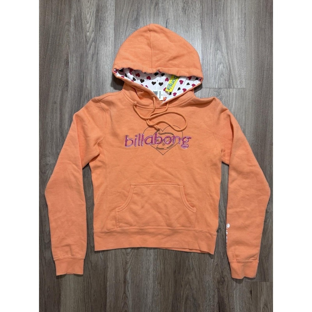 Y2K‎ Billabong Logo Orange Women Hoodie Size S